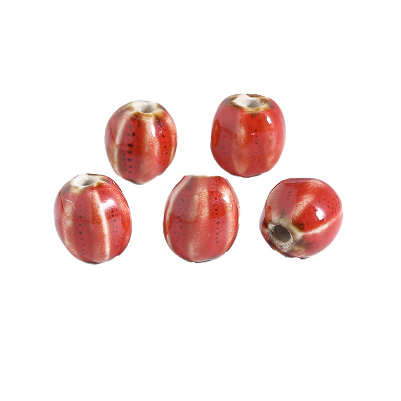 Retro style small watermelon ceramic beads 10mm pumpkin porcelain…
