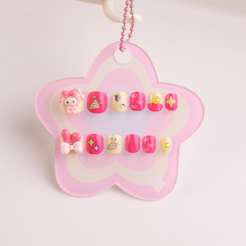 Cartoon para niños, uñas portátiles, accesorios lindos tridimensionales desmontables, uñas postizas, uñas, dulces, uñas hechas a mano, parches