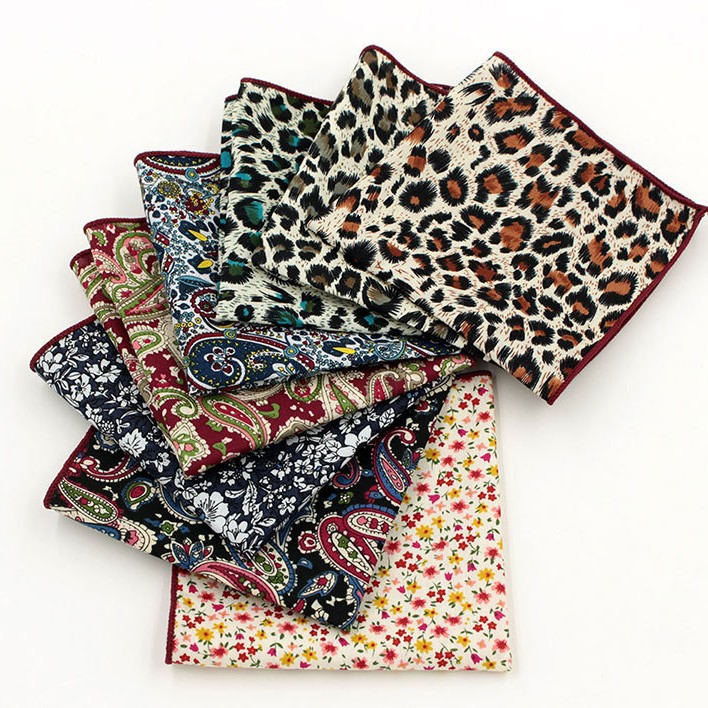 男士复古印花全棉口袋巾碎花手帕 英伦欧美同款时尚棉布小方巾