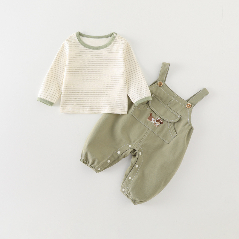 106059819@qq.com Ensemble bébé à bretelles, style dessin animé mignon pour garçons, vêtements d'extérieur printemps-automne, ensemble deux pièces pour tout-petits_voghion.com