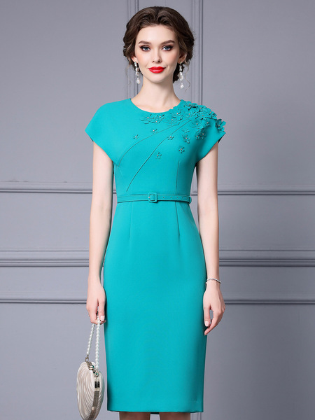 Zhili Elegant and Generous Hip Wrap Skirt Mid skirt High end 3D Folded Flower Waist Slim Wrap Shoulder Sleeve Dress Summ