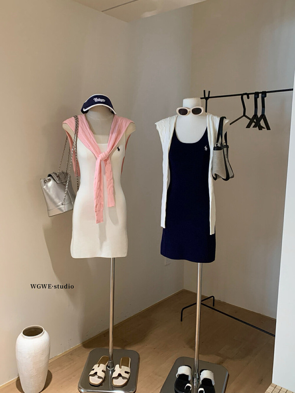 WGWE フレンチノーブル気質ニットヒップカバーショートスカートベストドレス+ショールスリムウエスト痩身スーツ|undefined
