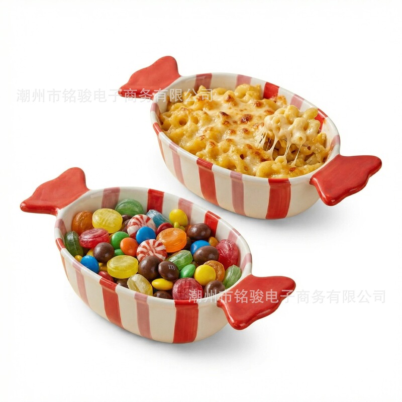Ceramic Hand-Painted Double-Ear Anti-Scald Baking Bowl, High-Temperature Resistant Dessert Bowl, Wedding Favor Candy Bowl, Gift Ceramic Hand-Painted Double-Ear Anti-Scald Baking Bowl, High-Temperature Resistant Dessert Bowl, Wedding Favor Candy Bowl, Gift