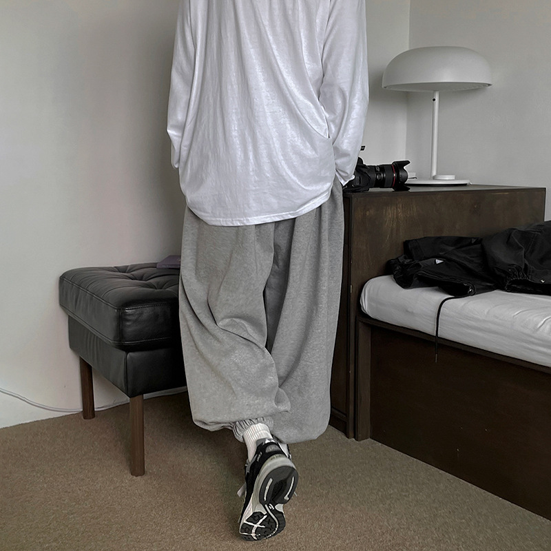 MYQPants Men's Spring And Autumn Korean Style Loose Large Size Wide-leg Sports Leggings Nine-point Casual Sweatpantsy