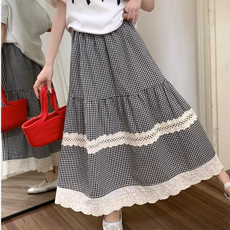 Retro summer long skirt, high waist, A-line, mid-length