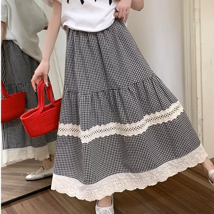 Retro summer long skirt, high waist, A-line, mid-length