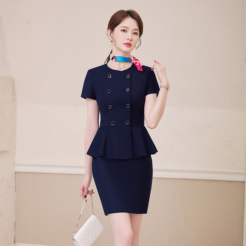 Stewardess High-end Professional Suit suit Women's Work Clothes Slim-fit Belly-covering Slimming Hotel Front Desk Jewelry Store Dress