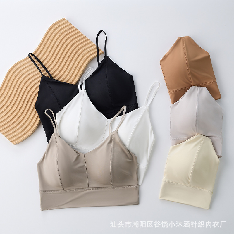 Shang Qianni 2221 Ice Silk Traceless Beautiful Back Tube Top Thin with Fixed Cup Tube Top All-match Anti-glare Small Vest