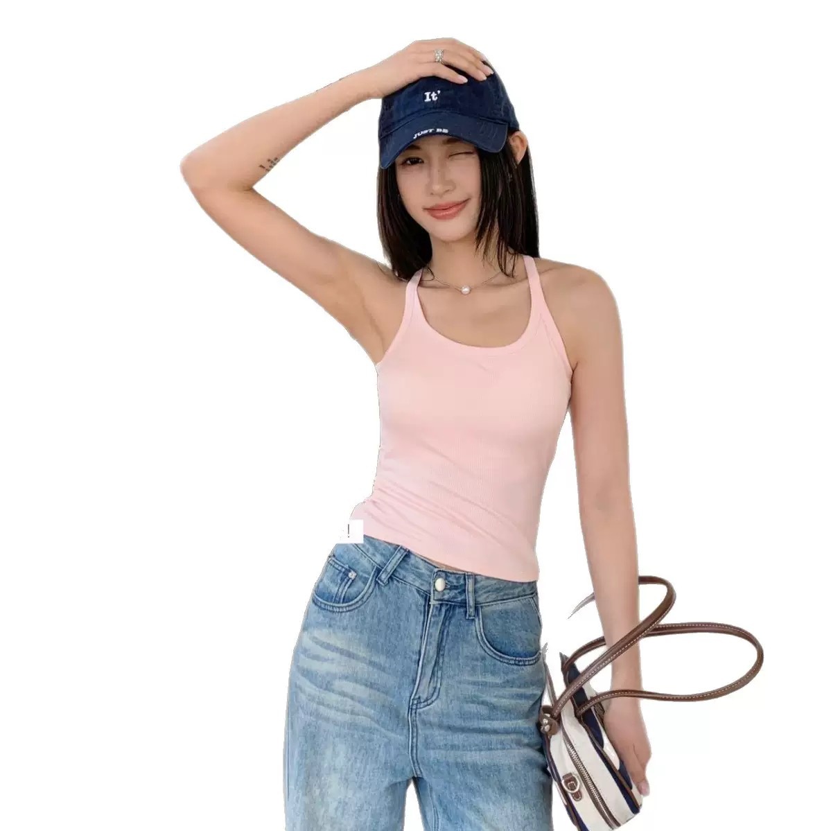 18038 Air sense EBB chaleco con almohadilla para el pecho y cuello colgante chaleco de espalda hermosa mujer casual dopamina blusa de espalda abierta