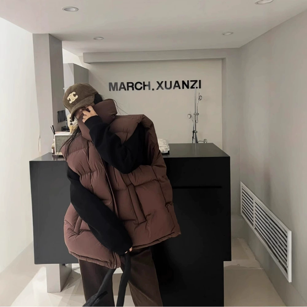 Пуховик женский зимний популярный высококачественный жилет 2025 новый черный воротник-стойка уникальный элегантный жилет куртка
