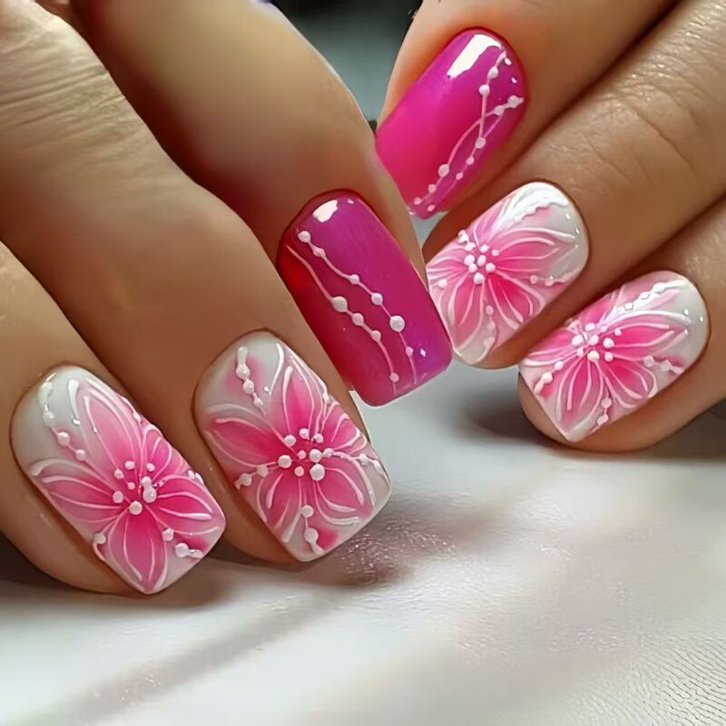24Pcs Valentine's Day Heart-Shaped Love Cluster Diamond Decorations Wearable Press-On Fake Nails Valentine's Day Manicure