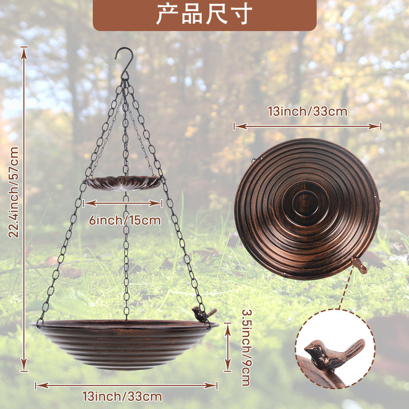吊り下げ式の鳥の餌箱、庭の鳥の浴場トレイ、屋外の鳥の餌箱、創造的な給水器、防錆、屋外で耐久性があります。|undefined