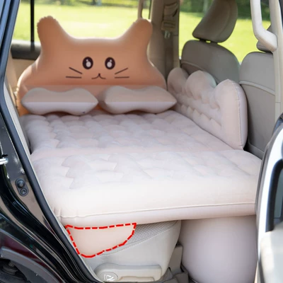 Vehicle-mounted inflatable bed, Sedan Rear Seats, Foldable and Portable - v-cat-beige-with-leveling