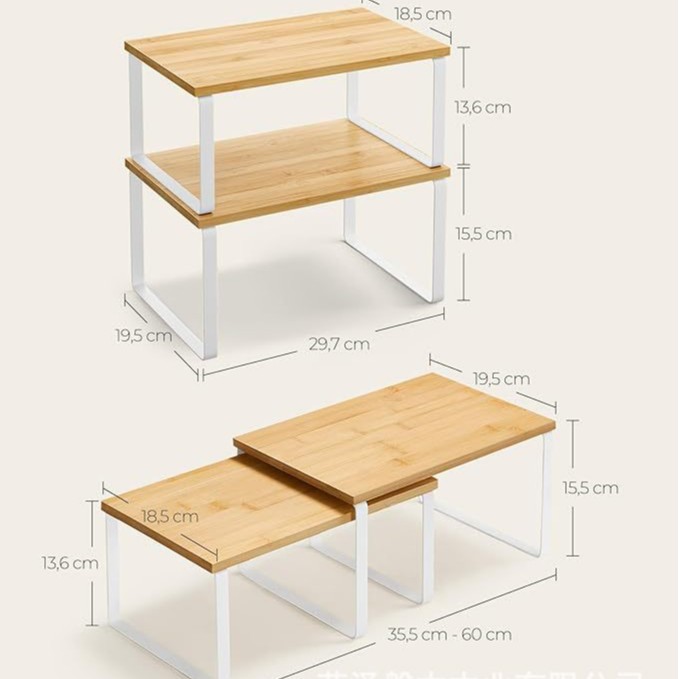 Estante de almacenamiento Gabinete de cocina y estante de encimera 2 piezas apilables set armario de almacenamiento almacenamiento de encimera de baño image 7