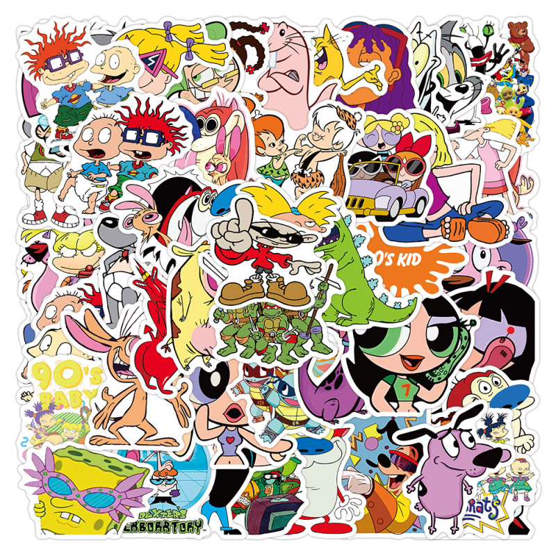 50 New Cartoon 90S Animation Stickers to Decorate Notebooks, Suitcases, Water Cups, Guitars, Waterproof Stickers