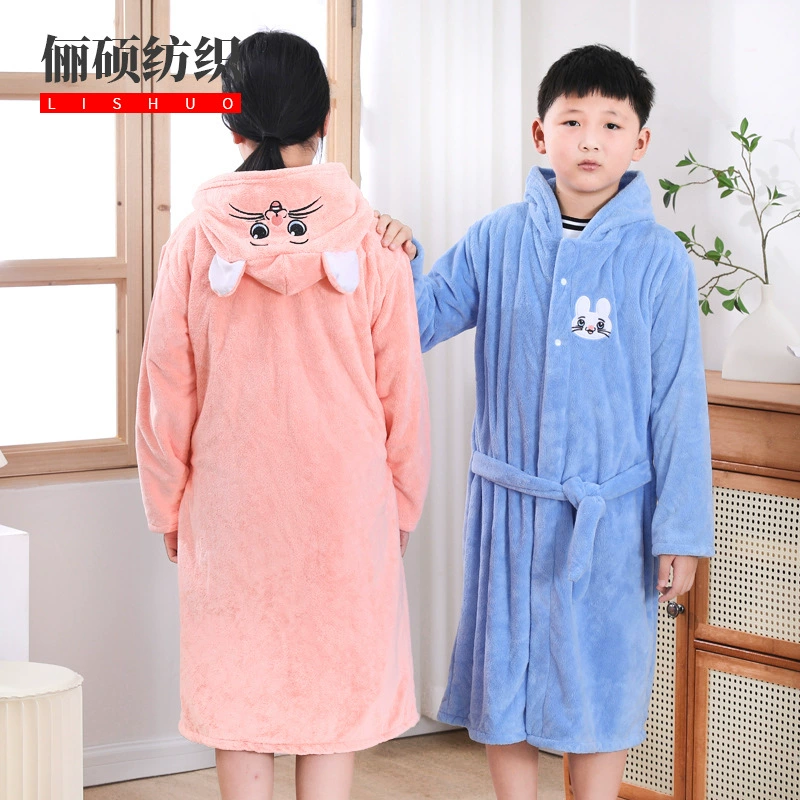 Детский халат Коралловый бархат с капюшоном можно носить мужские и женские купальные купания