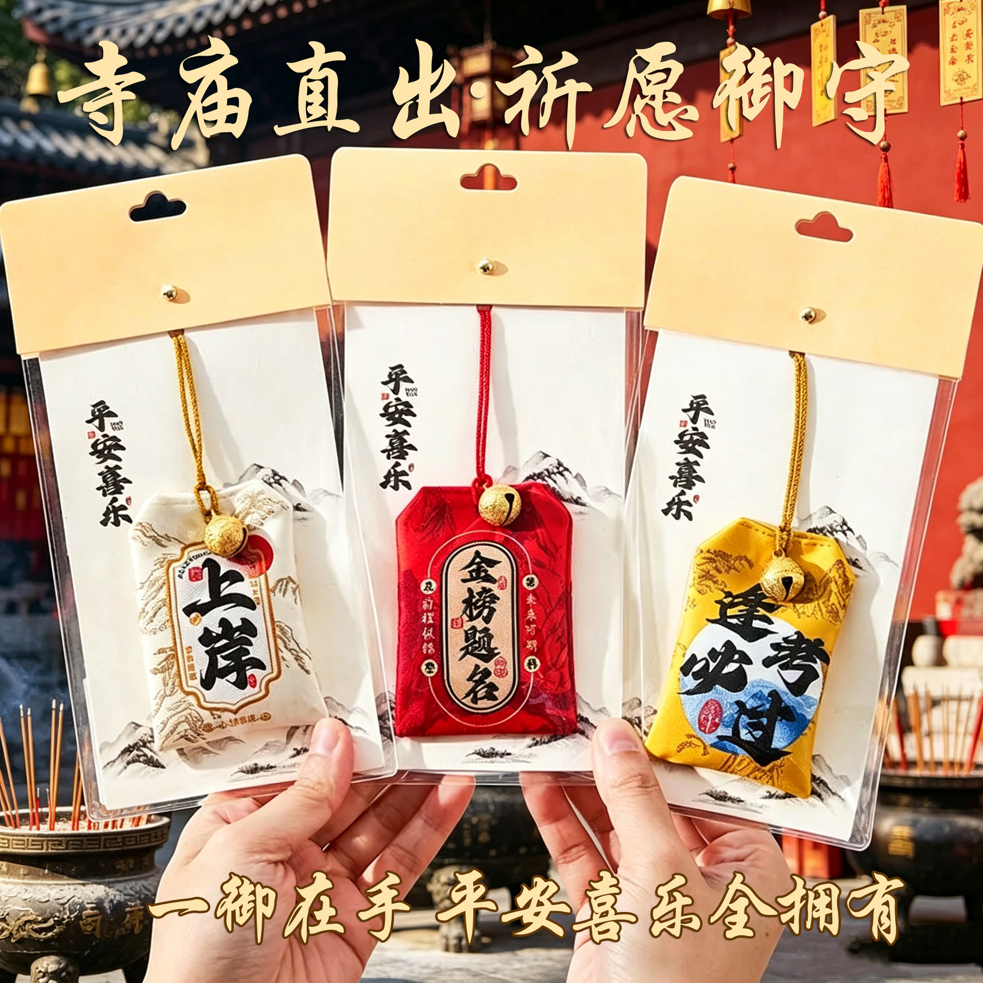 Cultural and scenic area prayer amulet sachet bag, empty bag, amulet pouch, fortune bag, holiday gift pendant