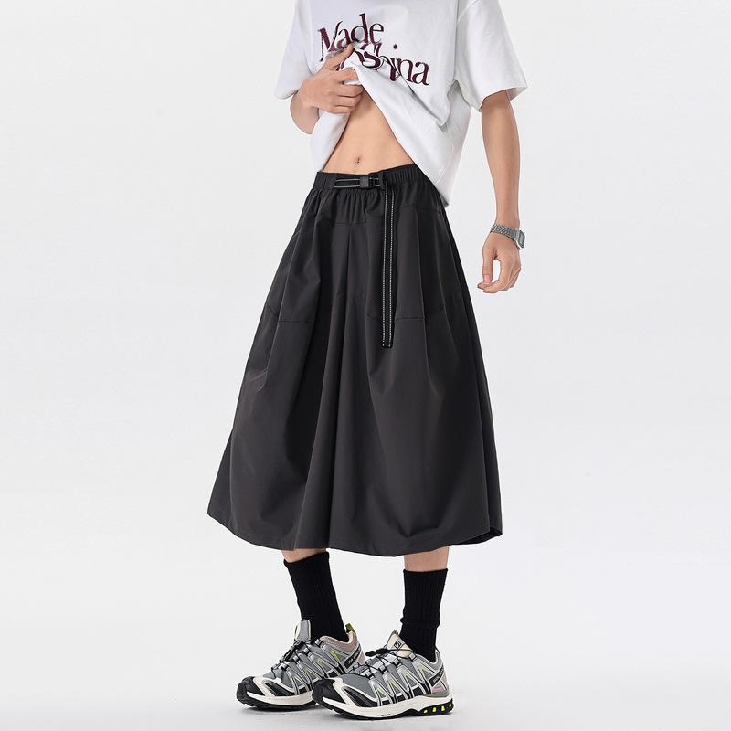 Dk1550 Spring/Summer Outdoor Wide-Leg Functional Workwear Quick-Dry Sports Capri Skirt Pants Loose Casual Lantern Pants for Men