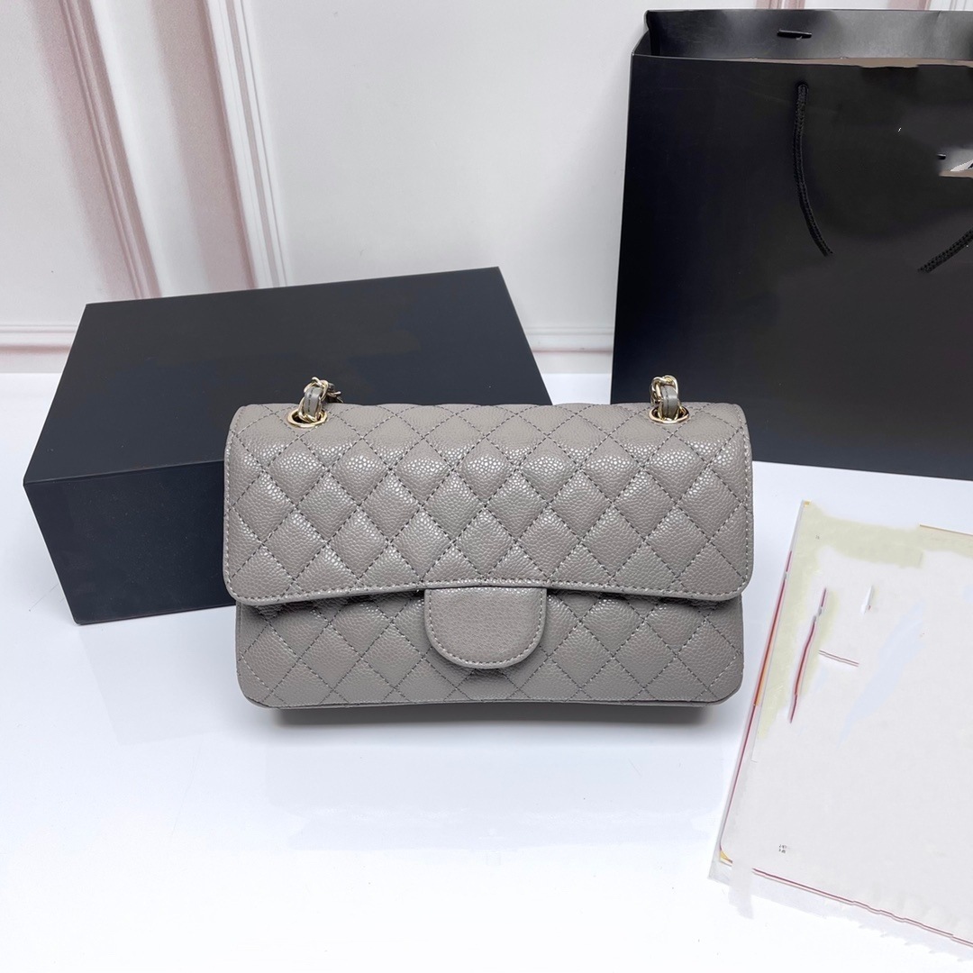 Chanel Classic Double Flap Medium Grey Caviar