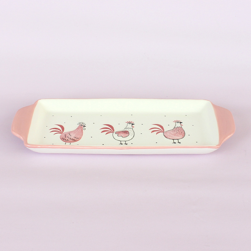 Pollo de Pascua transfronterizo platos de cerámica de doble oreja en relieve tridimensional platos de postres platos decorativos
