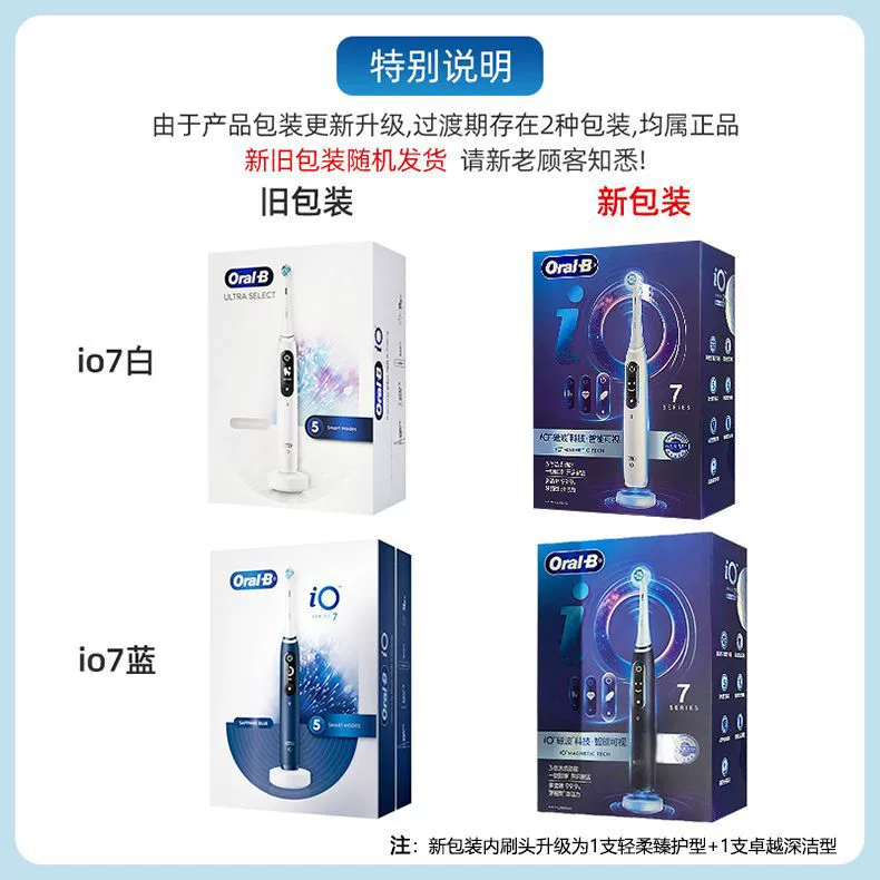 Электрическая зубная щетка ORAL Ole B с микро-звуковой волной, круглая головка, 360-градусная чистка, набор для взрослых пар io7