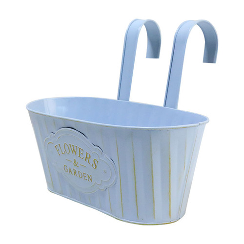 Cross-border new gardening oval hanging bucket flowerpot double hook removable balcony hanging bucket iron flowerpot