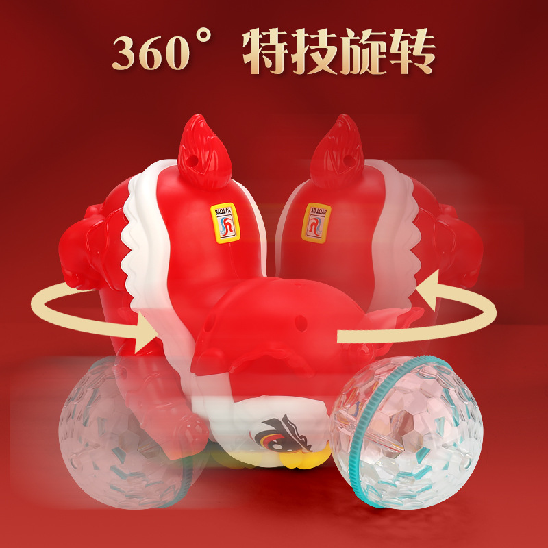 Tiktok mismo estilo nacional moda Stunt Top Ball Lion Dance rotating 360 Xingshi colorido luz música juguetes para niños al por mayor