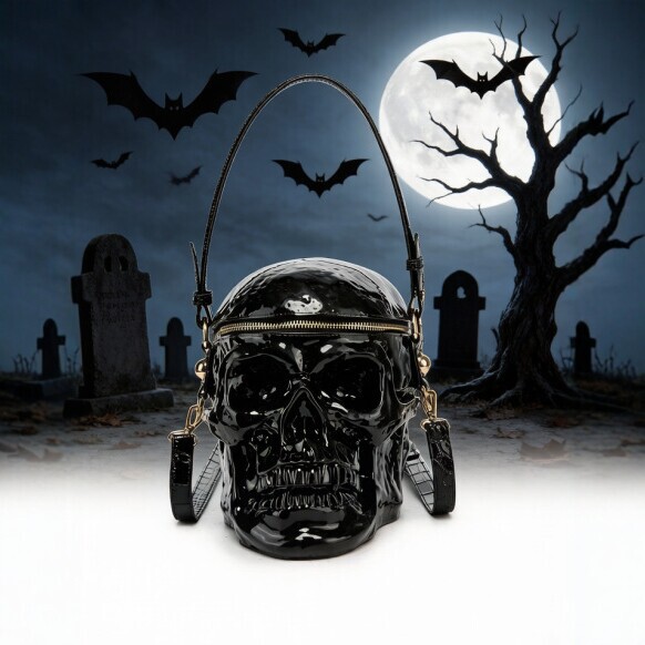 Halloween Skull Handbag for Women, Quirky Creative Shoulder Crossbody Bag, Exclusive to Shein Temu