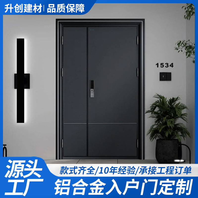 精雕铸铝入户轻奢大门小区别墅甲级防盗门智能密码锁子母进户门