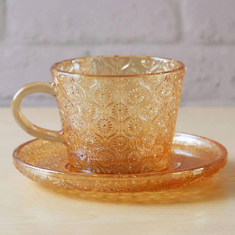 Taza de café de vidrio transparente de estilo europeo, 12 piezas, taza de té de la tarde de lujo ligero, set de regalos de actividad