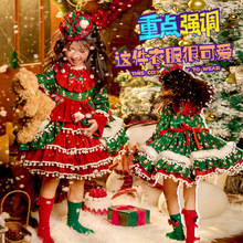 2025秋冬新款女童连衣裙圣诞儿童洛丽塔公主裙洋气女宝礼服蓬蓬裙