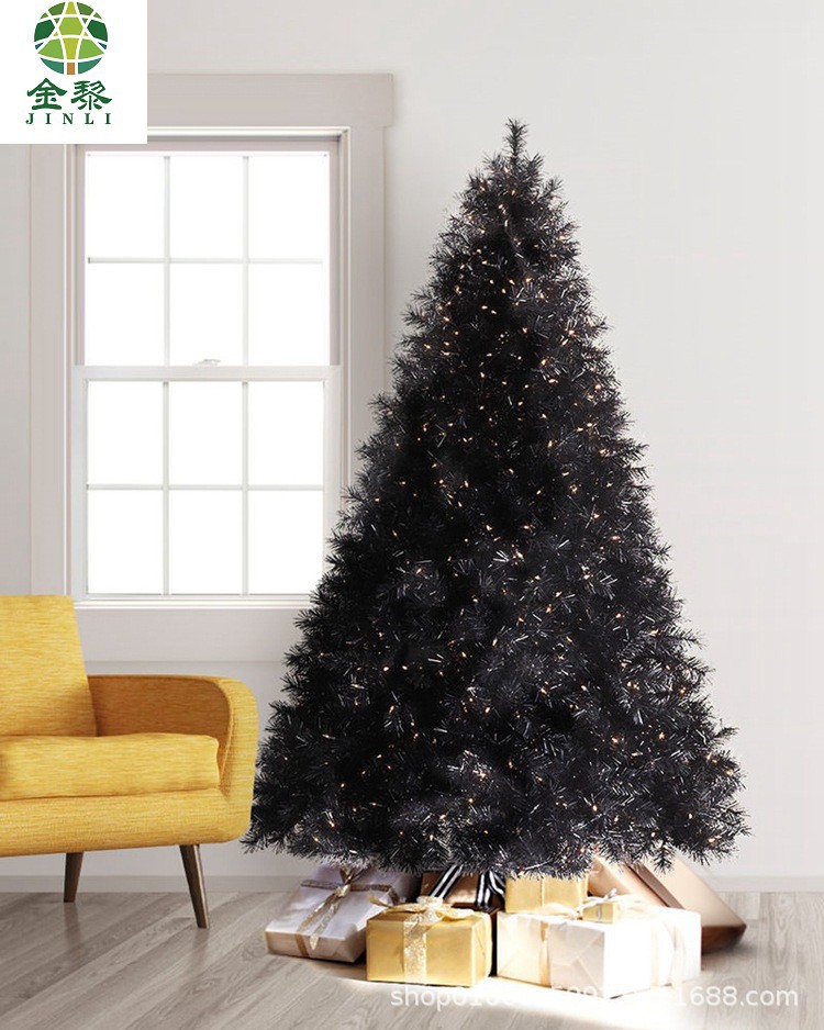 2021 New 2.1-meter black PVC Christmas tree LED light Christmas tree Christmas decoration supplies for hotels and shopping malls detail image 3