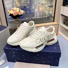 Gucci 1:1 Luxury Couple Chunky Sneakers, Trendy Imported Cowhide Leather, Thick Sole Heightening Waterproof