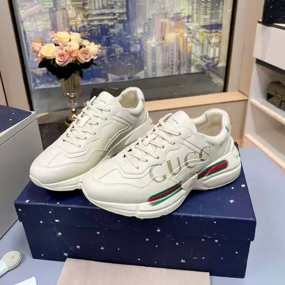 Gucci 1:1 Luxury Couple Chunky Sneakers, Trendy Imported Cowhide Leather, Thick Sole Heightening Waterproof