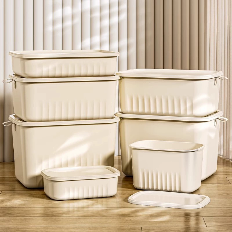 Extra large big plastic cream table storage box, increased thickness