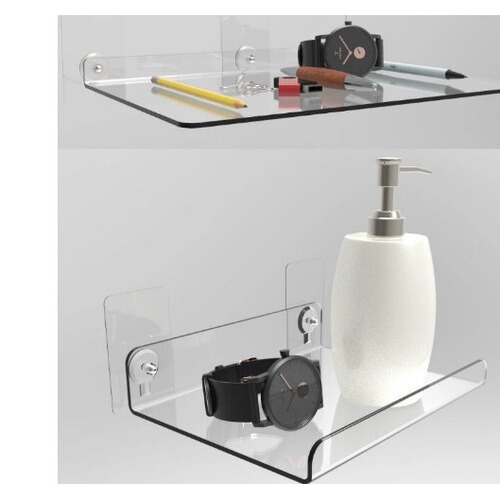 Acrylic Kitchen Bathroom Toilet Transparent Shelf Rack Wall-Mounted Dividing Board No-Drill One-String Shelf