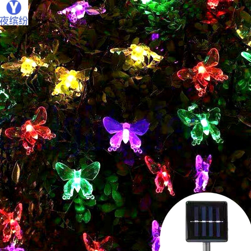 太阳能蝴蝶led灯串灯彩灯户外防水庭院景观装饰灯节日布置造型灯