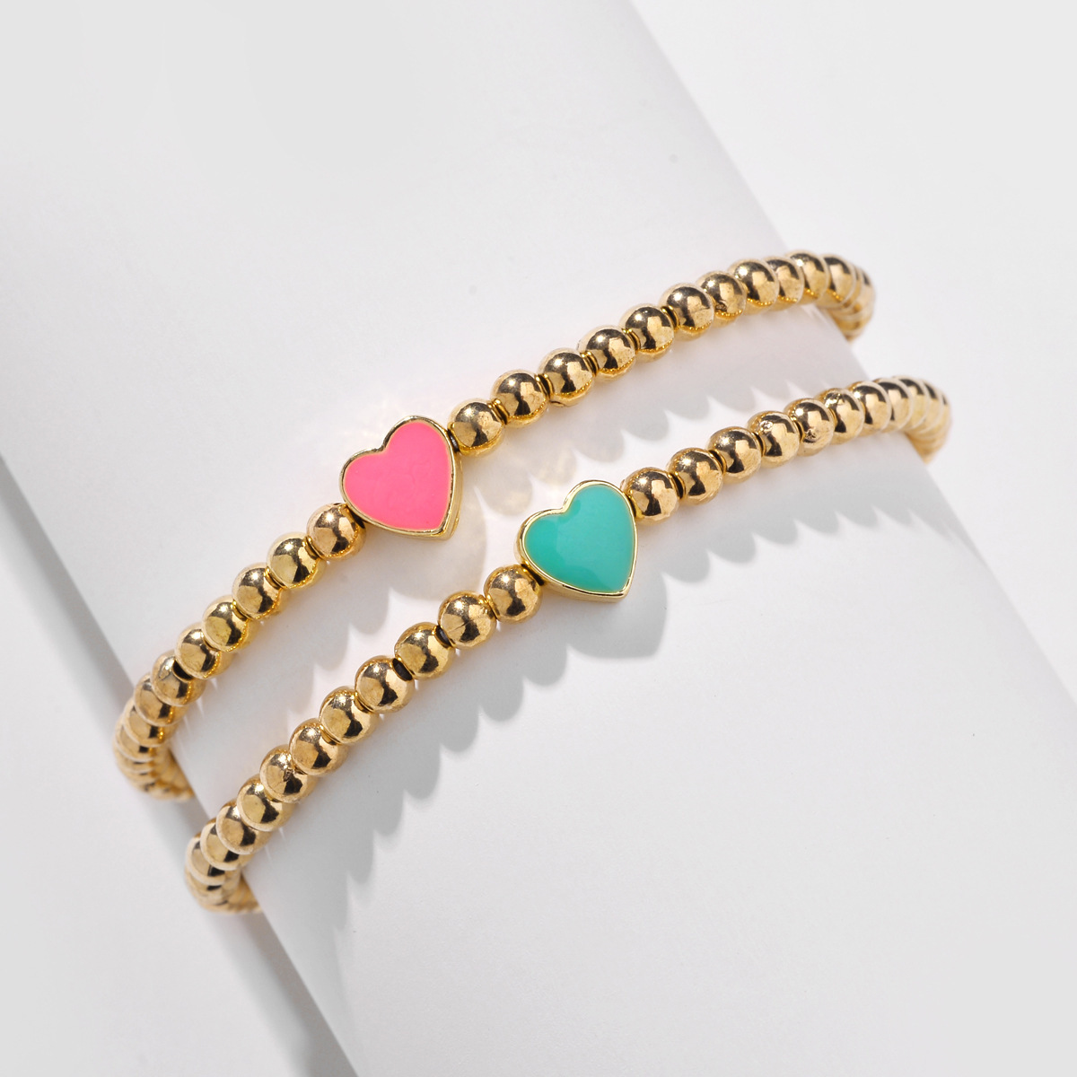 2 Pieces Simple Style Star Heart Shape Resin Beaded Enamel Women's Bracelets display picture 3