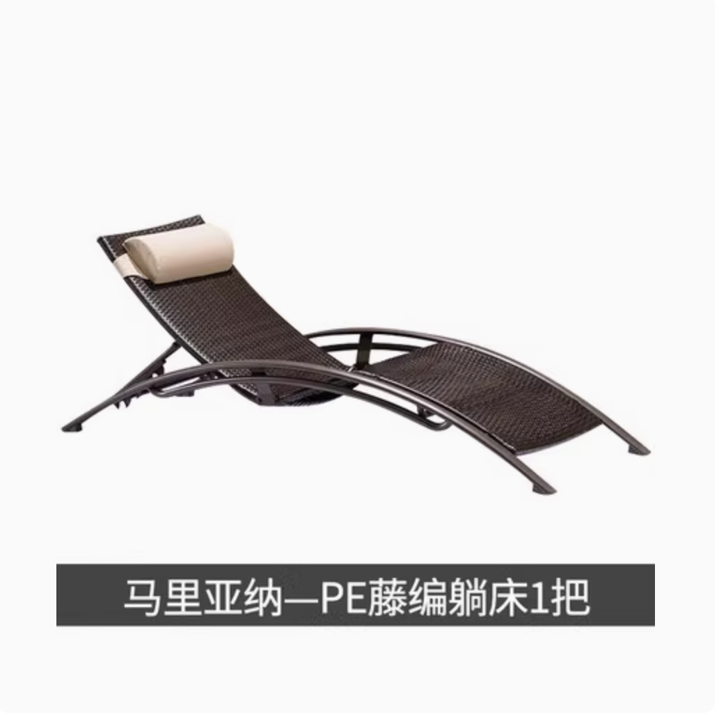 Cama de playa al aire libre sillón de playa piscina sillón de seda muebles balcón mesas de ocio sillas de caña siesta silla imitación de caña