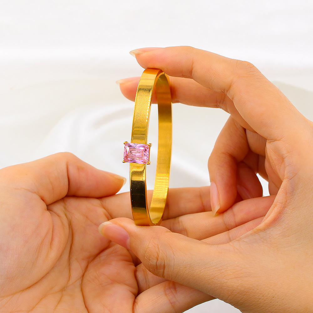 Fashion Geometric Stainless Steel Plating Zircon Bangle 1 Piece