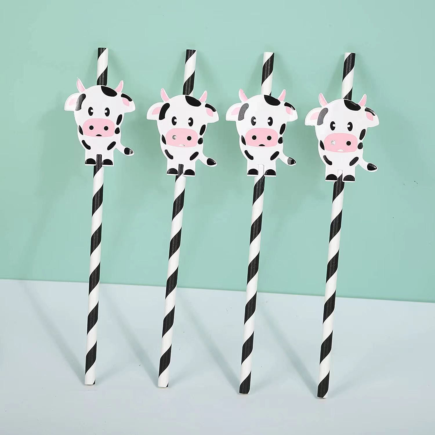 Fiesta transfronteriza decoración creativa Linda paja vaca cebra animal papel paja desechable degradación bebida Decoración
