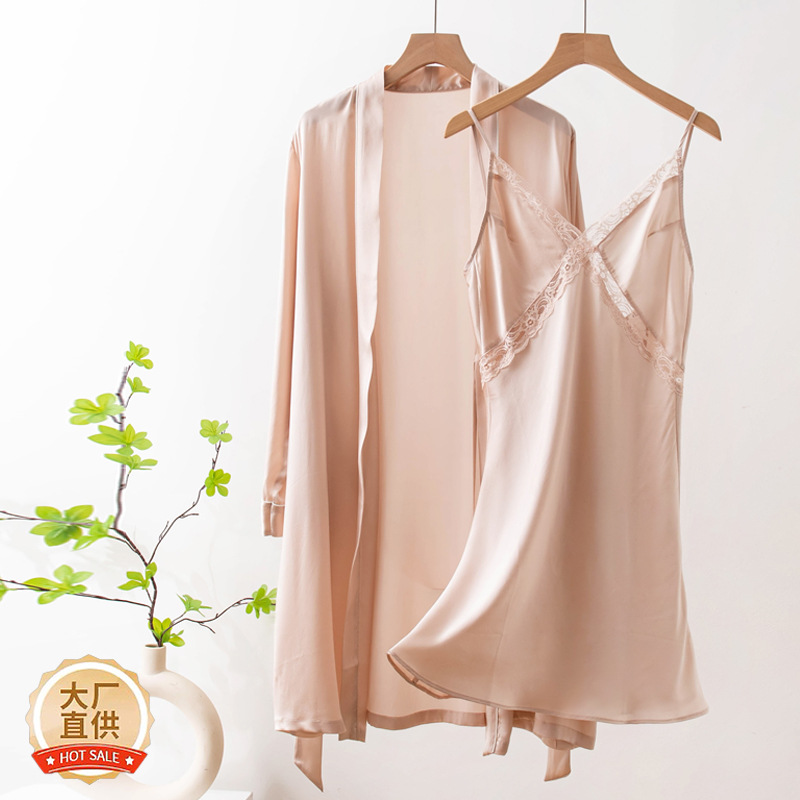 Sexy silk long pijama for bride