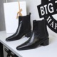 578-22 Thick Heel Chelsea Short Boots, Women's Retro Style, British Pointed Versatile, Slimming and Elastic Cigarette Boots, Martin Boots