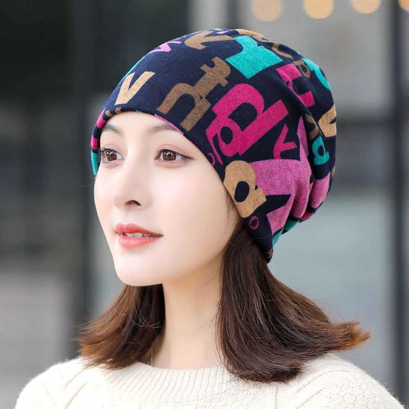 Sombrero calvo de otoño y invierno de doble capa, sombrero de luna, algodón transpirable, sombrero de dormir caliente para la madre
