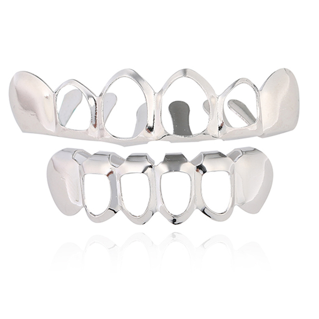 Europeo y americano nuevo hip hop personas real chapado en oro tirantes cóncavo-convexo Plaid textura hip hop tirantes grandes dientes de oro