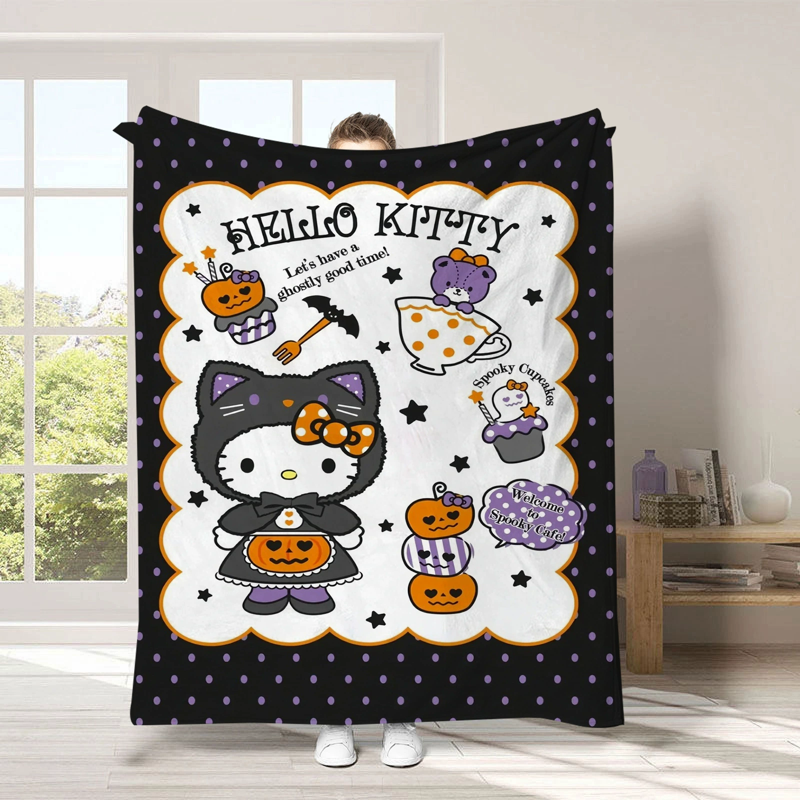 Hello kitty, детское одеяло для сна, диван для сна, хэллоуин, увеличенная толщина, (跨境贸易)