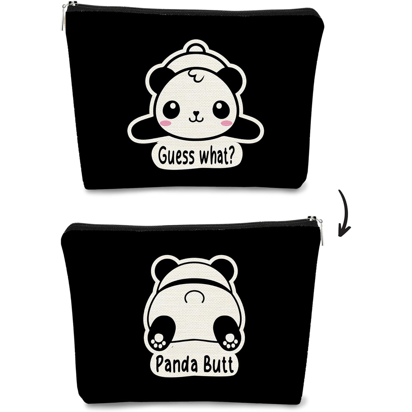 Transfronterizos Amazon brote lindo panda impresión doble cara bolsa de maquillaje bolsa de almacenamiento bolsa de cambio de lino impermeable
