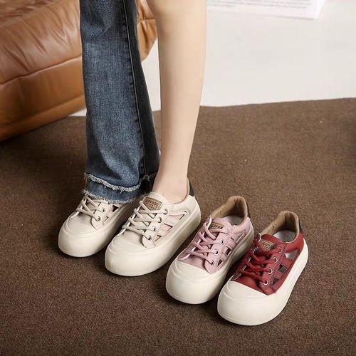 Women's Leather Slip-on Shoes 2024 Spring New Japanese Style Thick Sole Height Uncommon Matchable Sports Sneakers for Women