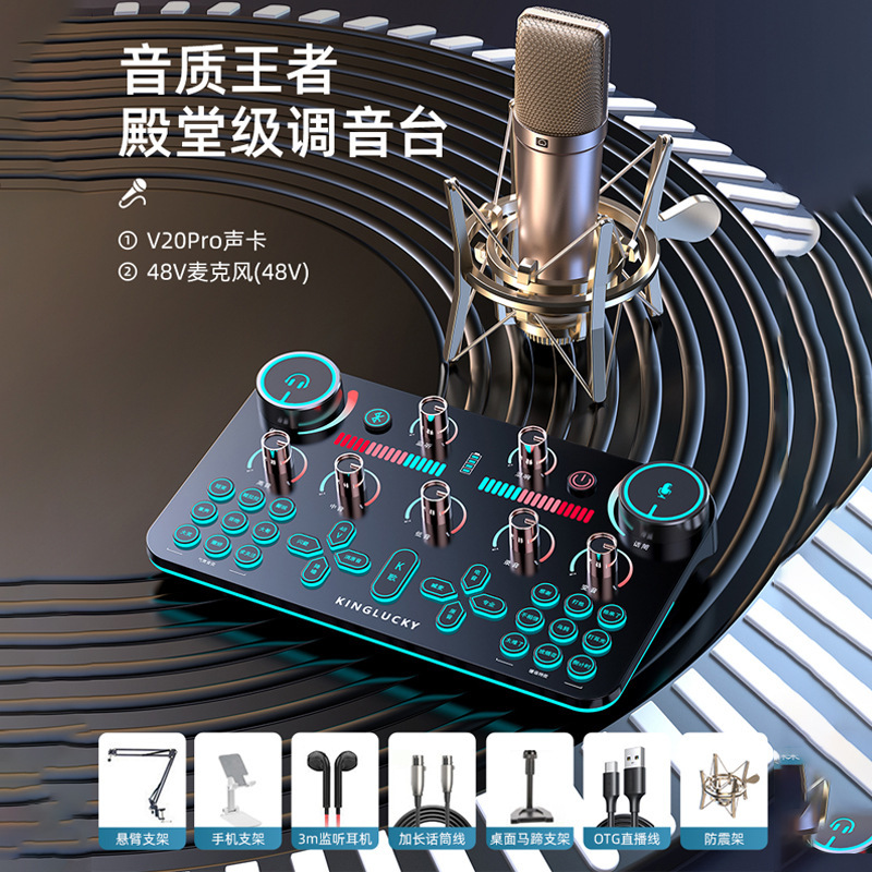 V19 ライブサウンドカードゲーム録音と歌専用機器デスクトップコンピュータ携帯電話マイクライブブロードキャストカスタマイズの完全なセット|undefined