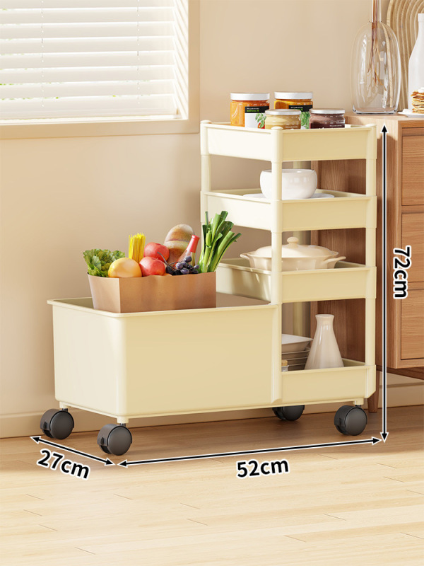 キッチンサイド収納ラック床置きモバイル多層野菜収納キャビネットバルコニースナックおもちゃトロリー収納カート|undefined